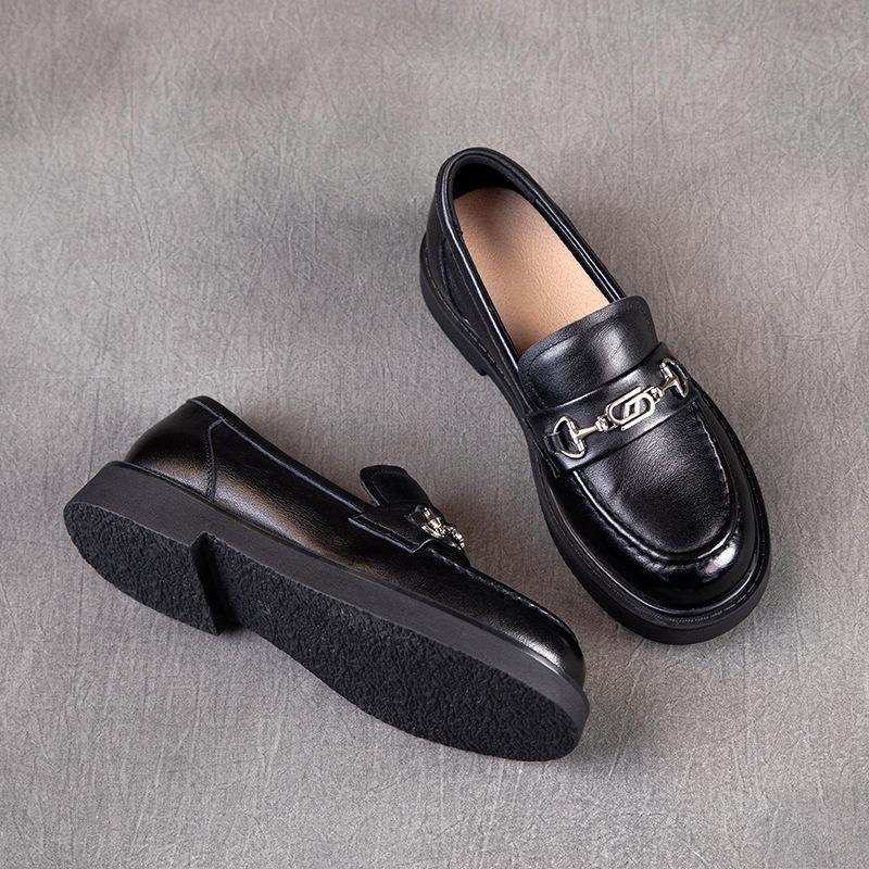 

Женские лоферы из первого слоя коровьей кожи, новинка весны 2025 года, кожаная мягкая подошва, мягкий верх, накладной верх, маленькие кожаные туфли женские 35