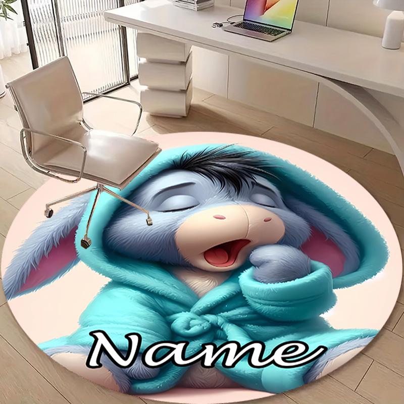 Personalized E-Eeyore Round Chair Office Rug - Perfect for Mat, Office Chair & More - Ideal Gift for Birthdays and Holidays
