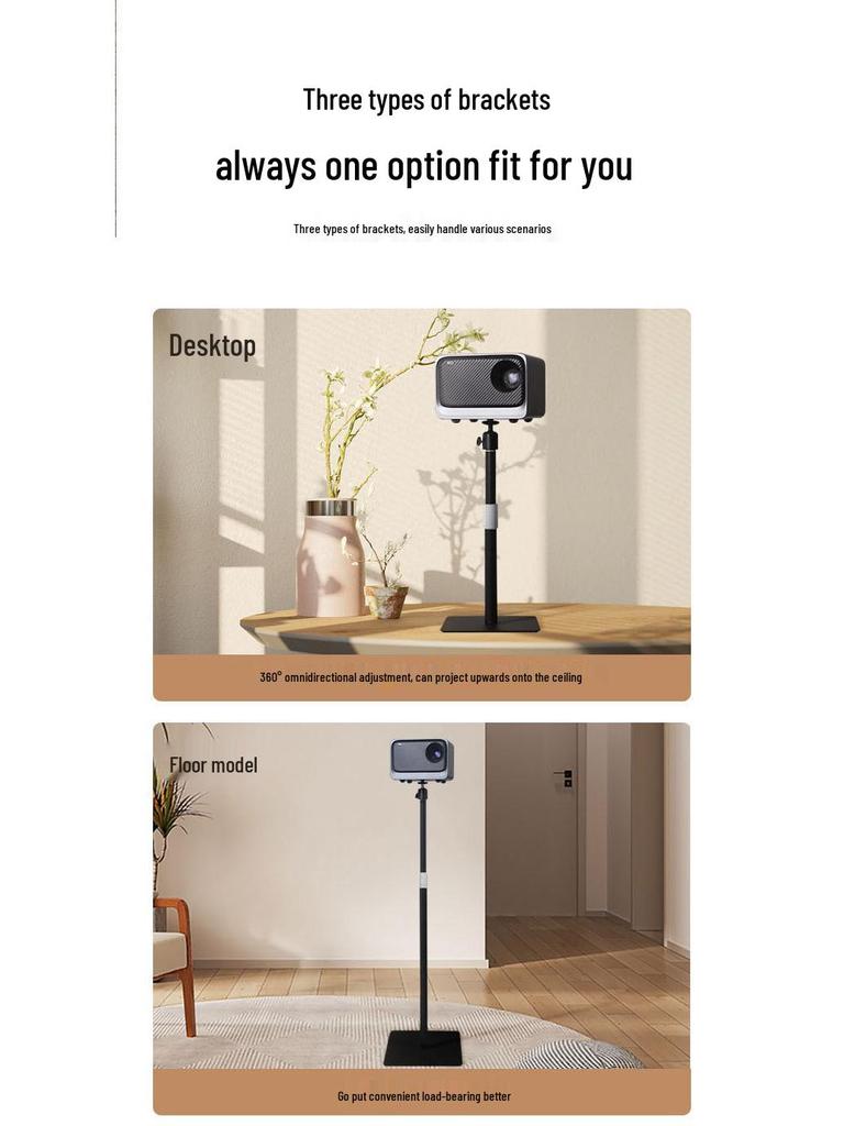 Uniwersalny uchwyt projektora bez wiercenia: Podłogowy, Biurkowy, Sofowy lub Ścienny, Kompatybilny z XGIMI, Dangbei, JMGO.