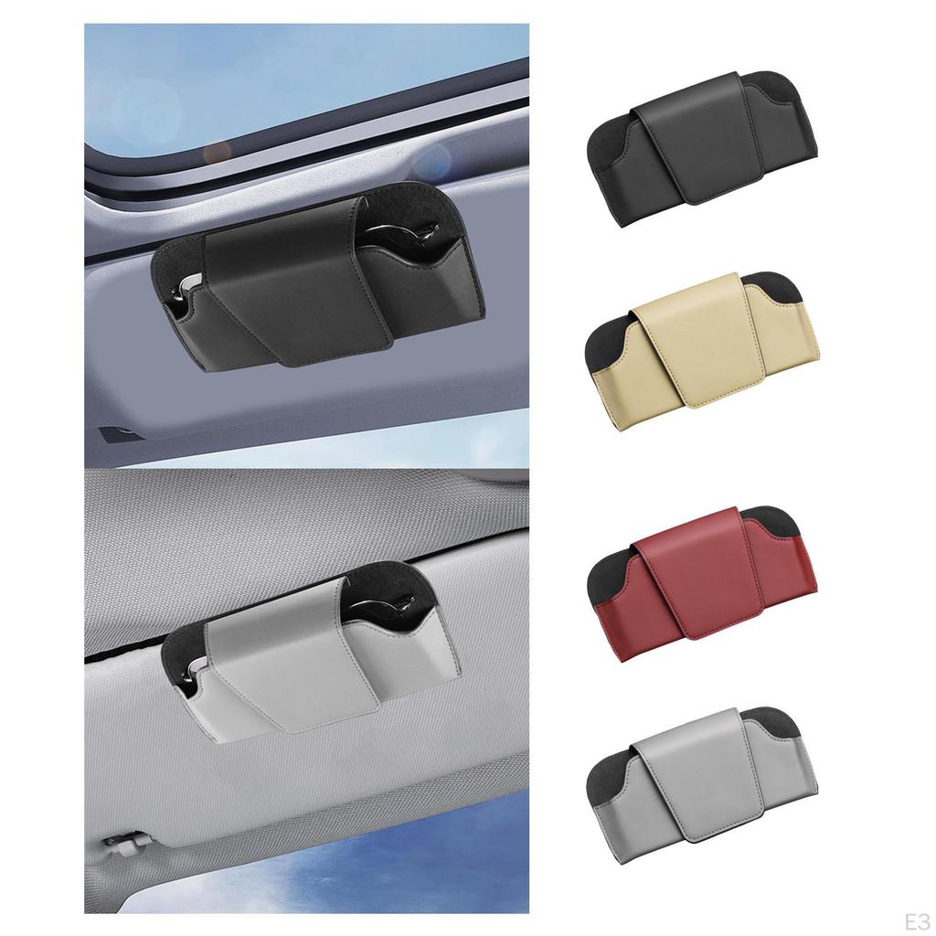 Car Glasses Clip, Portable PU Interior Accessory, Space-saving for Women And Men.