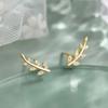 CAOSHI Dainty Leaf Stud Earrings with Shiny Zirconia Chic Lady Everyday Wearable Jewelry Fancy Accessories for Women Trendy Gift