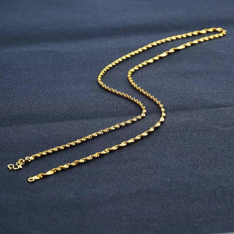 Exquisite 2mm Small Double Wave Necklace Crafted From Pure Brass With 24k Gold Plating Ideal For Women