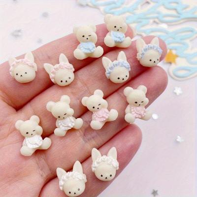 Apron Bear Nail Accessories Resin Nail Accessories Cute 3D Cartoon Bear
