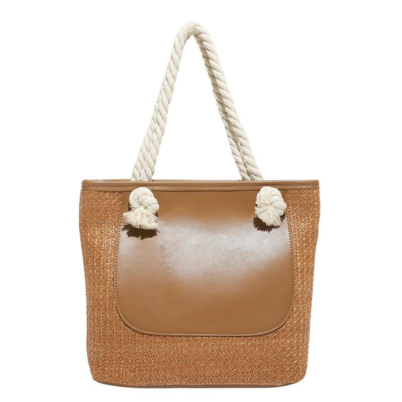 Simple and fashionable largecapacity bag women's summer new trend woven shoulder bag fashion casual bucket bag