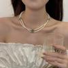 Small glass pearl green aventurine necklace, a niche and fashionable beaded clavicle chain, extended length99cm Women's sweater chain