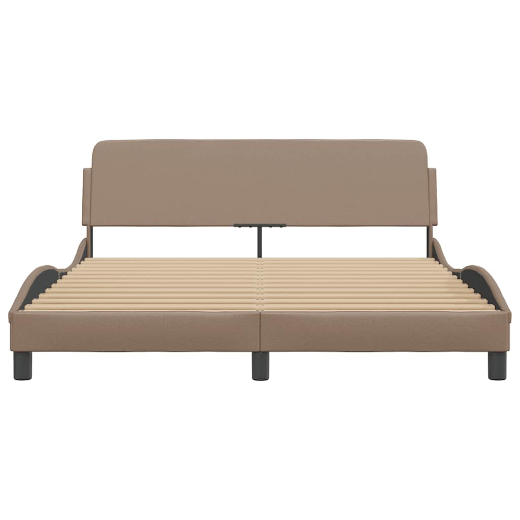 Bed Frame Dover Cappuccino Brown 160x200 cm Faux Leather
