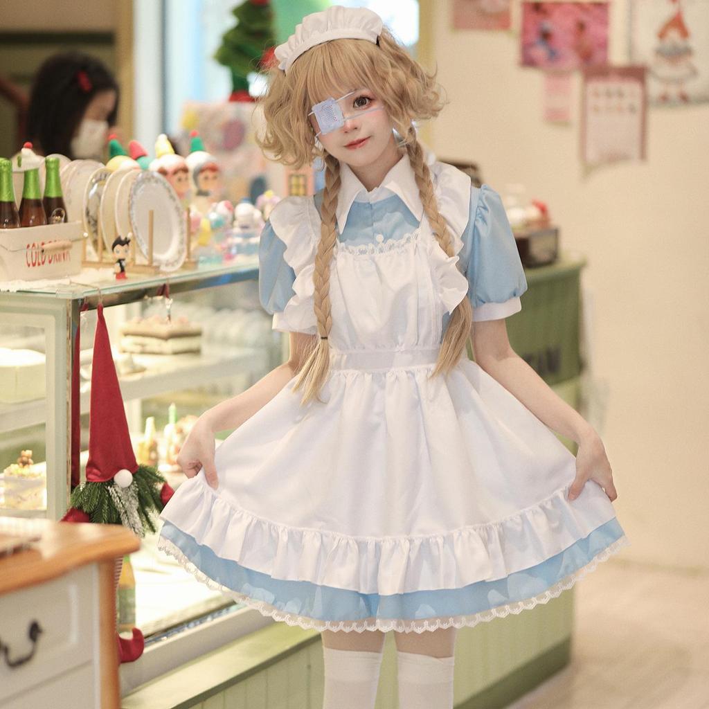 Black and White Maid Costume Dress for Cosplay, Restaurant, Cafe, or Party