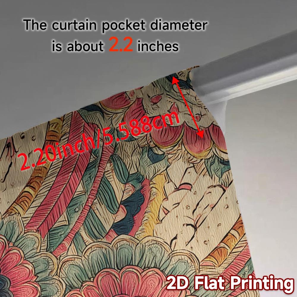 2D FLAT PRINTING 2pcs Curtains (Without Rod) Floral Mandala Design (5) New yearFestival Creative Curtains Durable Polyester