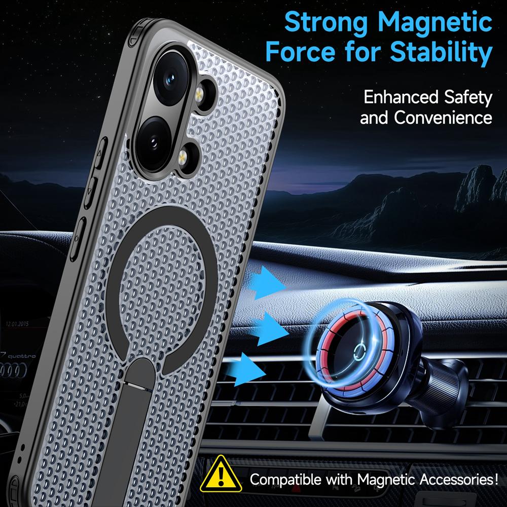 KEYSION Dutý kryt pro odvod tepla s MagSafe pro Xiaomi POCO X8 Pro Max Magnetické chlazení Skrytý stojánek Nárazuvzdorný kryt telefonu
