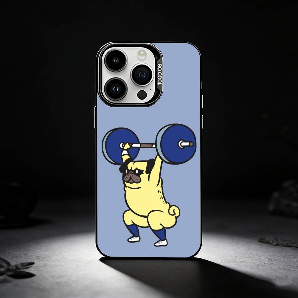 

Cute cartoon animal lifting iron Phone Case For iPhone 17,16,15,14,13,12,11 Plus,Pro Max,XS,Colored silver phone case iPhone13PRO