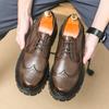 Fashion College Style Leather Men Oxford Shoes New British Casual Leather Shoes Trend Versatile Men Thick Soled Business Dress Footwear