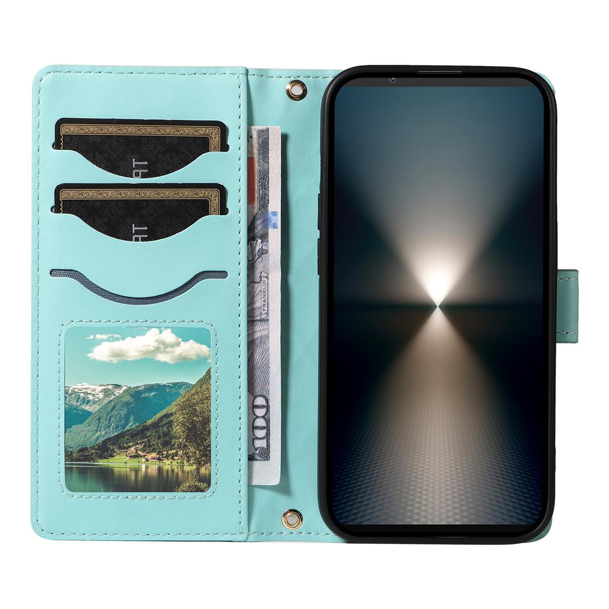 

For Sony Xperia 1 VII Wallet Case Rhombus Leather Phone Cover with Strap Red