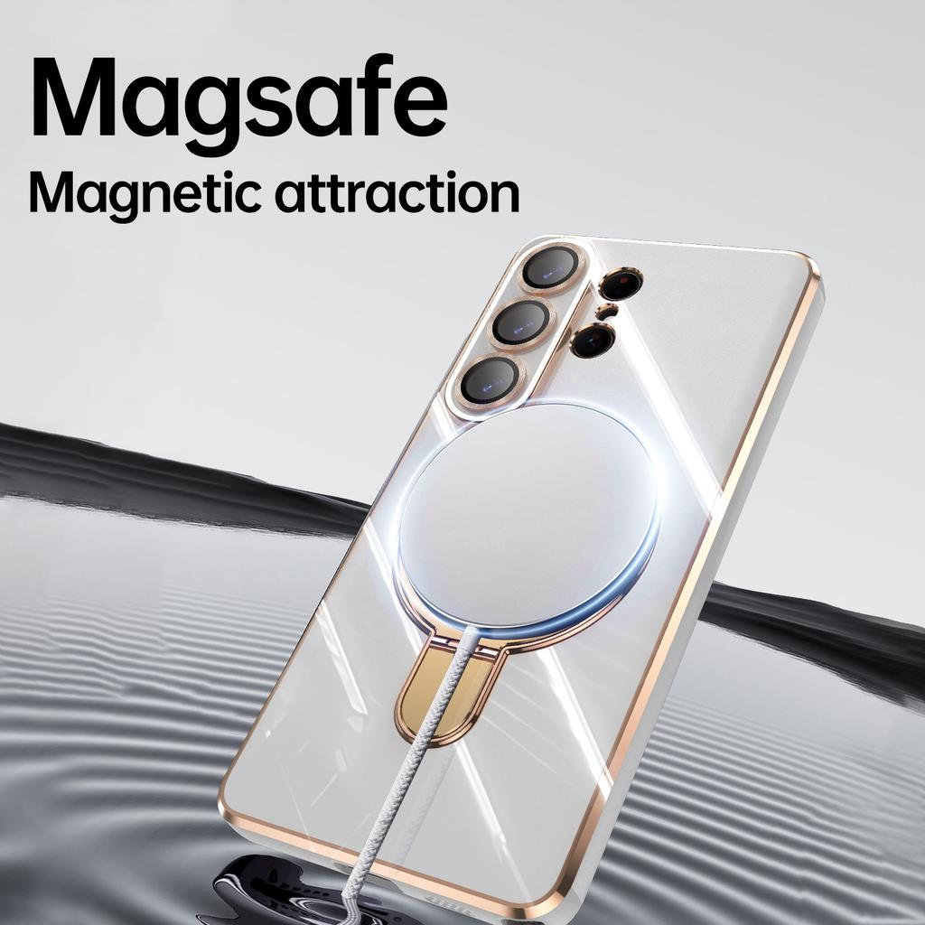 Applicable to Samsung S11Ultra solid color fulcrum magnetic suction bracket Apple 11 anti-drop 1D electroplating 11 high-end mobile phone case