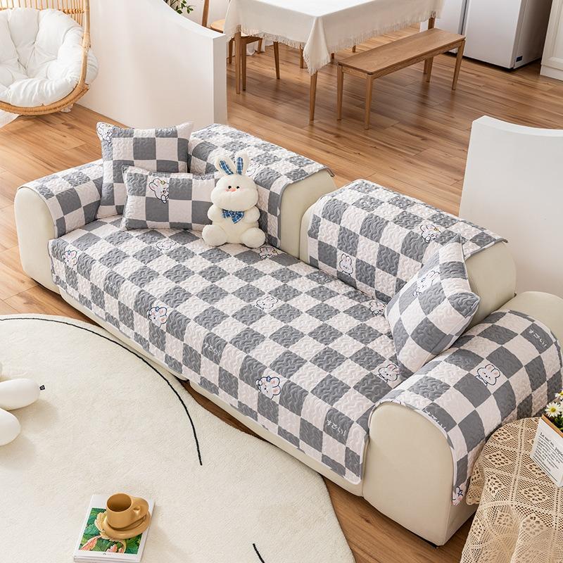 Pure Cotton Ins Style Fabric Non-Slip Sofa Cushion Four Seasons Universal Simple Sofa Cover Cover Backrest Cushion Cover Cloth