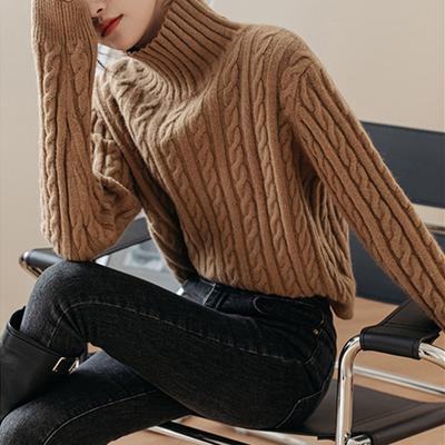 Pulover cu gât rotit cu răsucire prin cablu, pulover casual cu mânecă lungă, îmbrăcăminte pentru femei