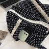 Korean Vintage Polka Dot Canvas Shoulder Bag Women Cute Lace Handle Bag Large Capacity Tote Casual and Versatile Storage Bags