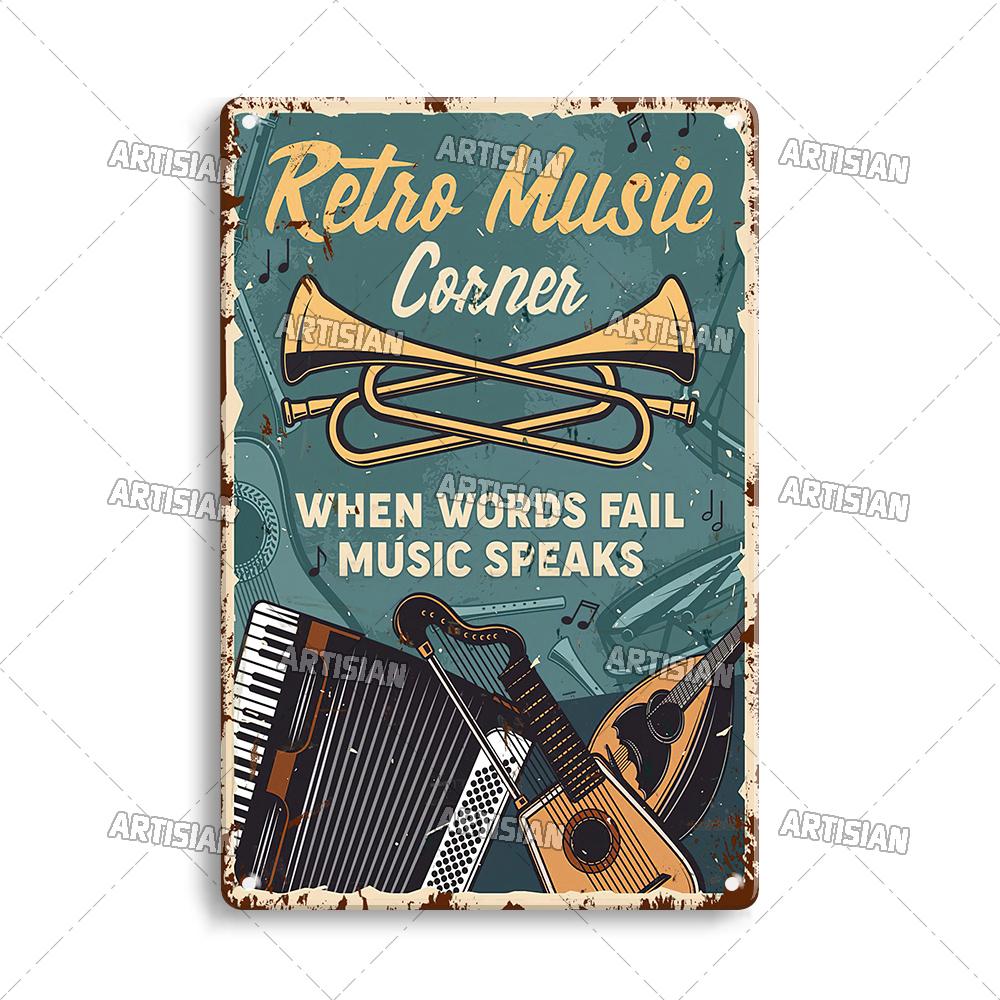 Künstler Musik Tanz Metallposter Trommel Blechschild Instrumentv Dekorative Platte Wanddekor Garage Bar Pub Club Hotel Küche