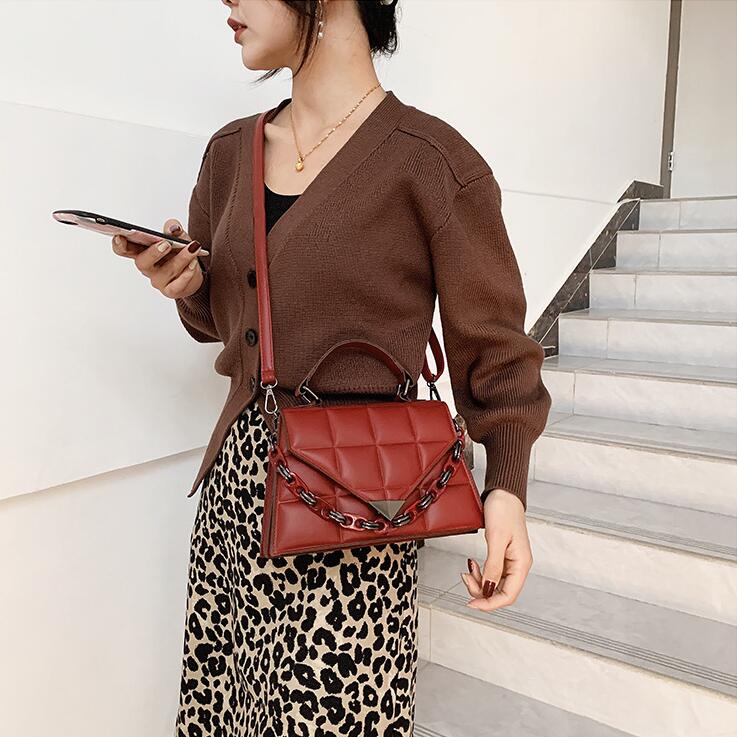 

Новейший продукт Han Edition Модная сумка через плечо с асимметричным вырезом Сумка-тоут Ling Клетка Темпераментная Однолямочная сумка Вечерняя сумка