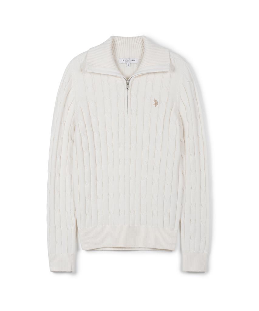 USPOLOASSN Cable Half-Zip Knit_Ivory