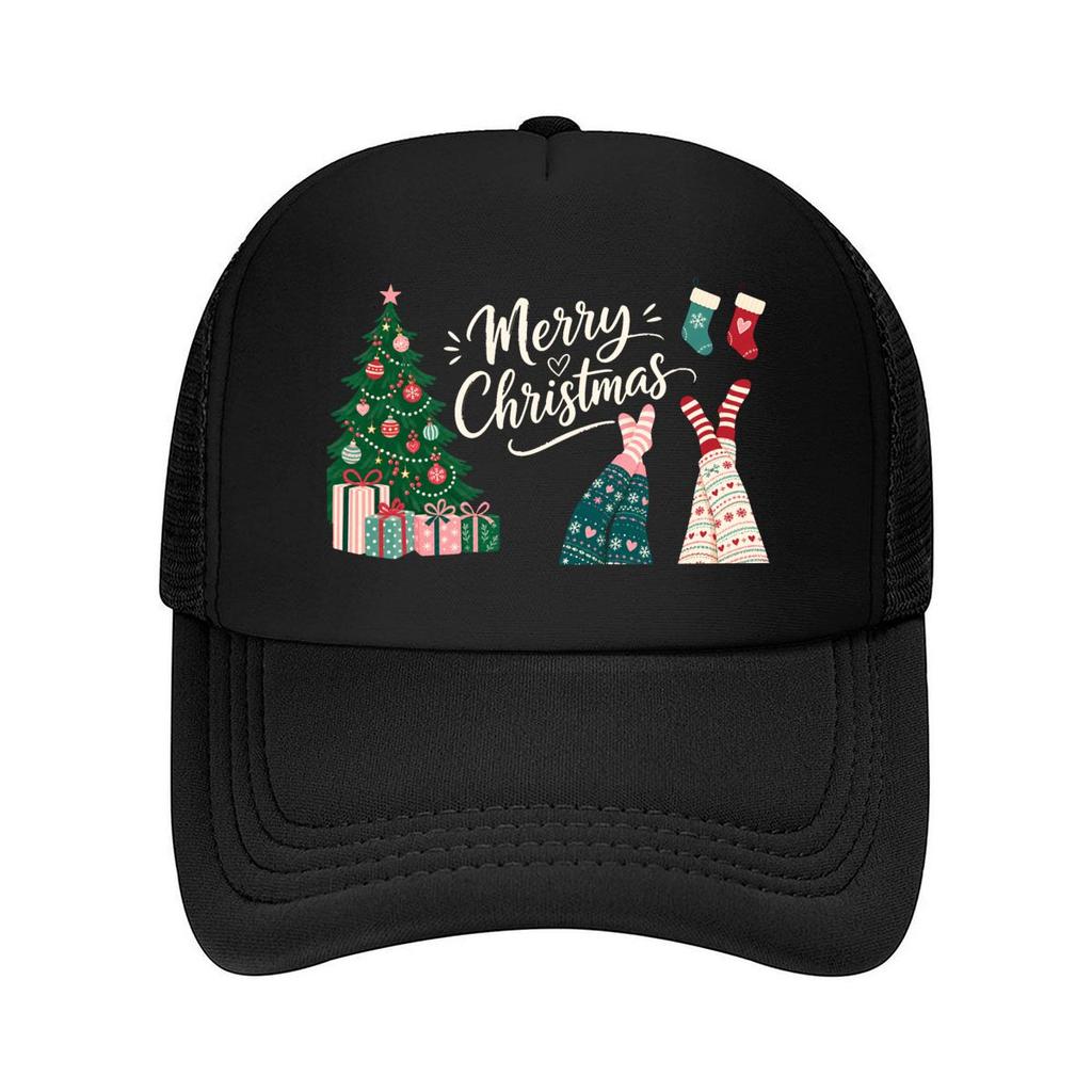 Cozy Merry Christmas Tree Lounge Mesh Baseball Cap Polyester Forward Observations Hat Adjustable Golf Hat Summer