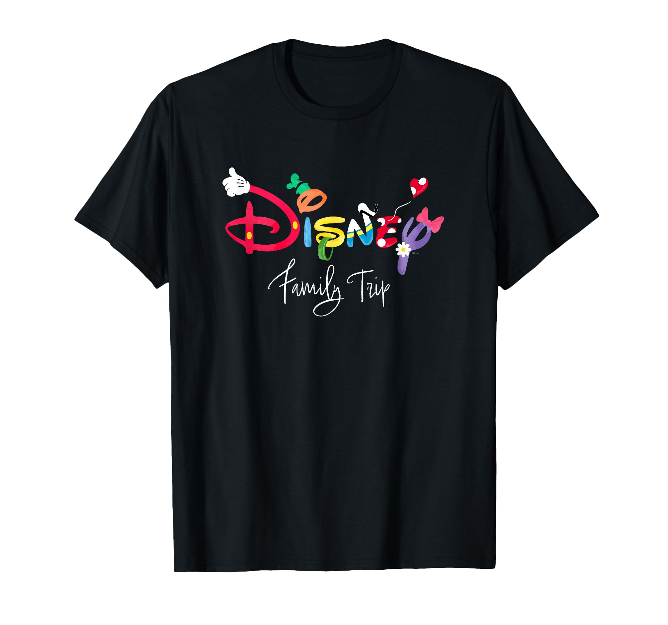 

Disney Mickey & Friends Character Lettering Disney Family Trip Short Sleeve T-Shirt Black, Size Small