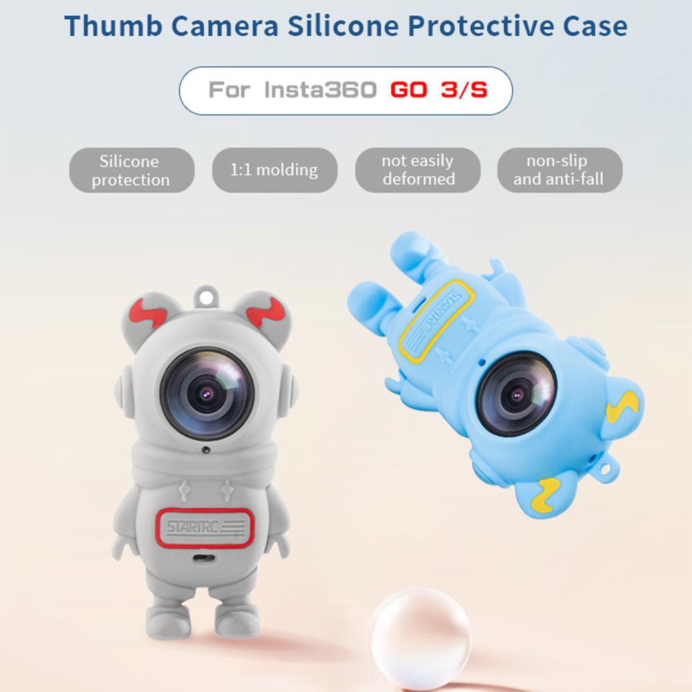 For Insta360 GO 3 Camera Silicone Case Spaceman Silicone Protective Cover Scratchproof Cartoon Silicone Case Camera Accessories