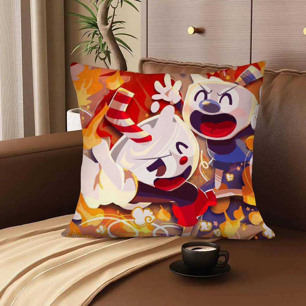 1Pc Popular Animation C-Cuphead S-Show Pillow Case Fashion Square Pillowcase Bedroom Sofa Room Ins Decoration Leisure