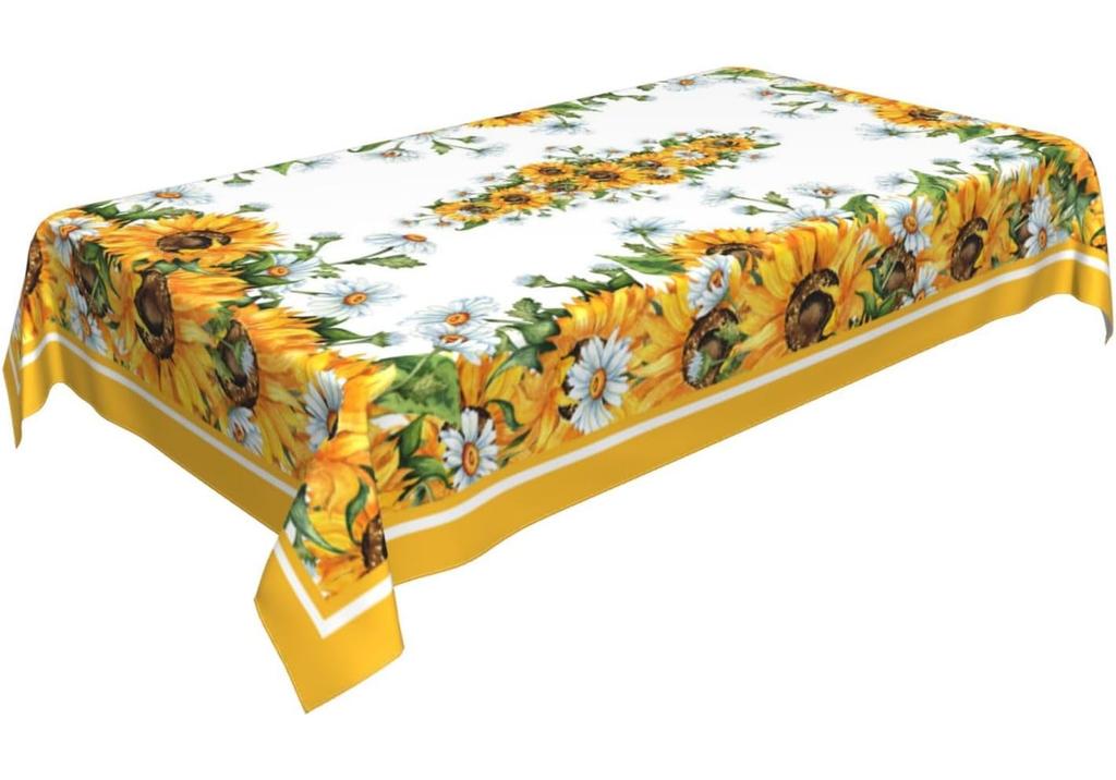 Tournesol de Printemps Rectangle Imperméable Décor de Fête de Vacances Lavable Nappe de Table de Cuisine Salle à Manger Style Ferme Décorations de Mariage