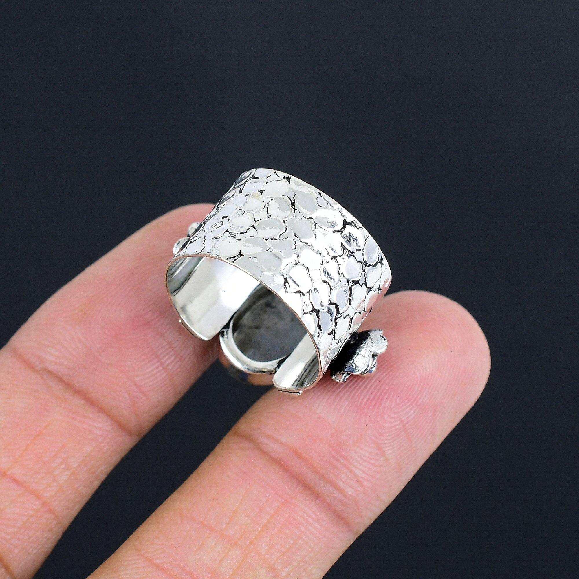 Lot De Bagues Plaquées Argent 925 Avec Pierre De Labradorite Naturelle - Fait Main Inde
