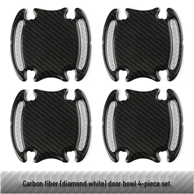 Reflective Carbon Fiber Anti-Collision Car Stickers for Handles, Door Bowl, and Mirrors