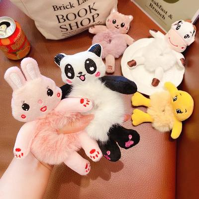 Hayvan Sevimli Peluş Elastik Saç Bantları Saç Süsleme Lastikleri Moda Kadın Kız Saç Aksesuarları Çizgi Film Panda Kedi Tavşan Kurbağa