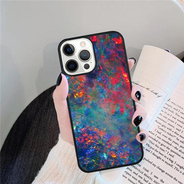Opal Stone Iridescent Phone Case Cover For iPhone 17 Air 15 16 14 13 12 Pro Max 11 Pro Max Plus Coque Shell