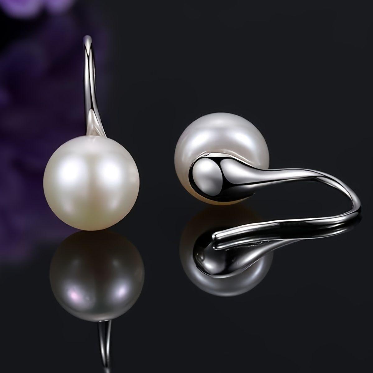 Elegant Pearl High Heel Ear Hooks: Women s S925 Sterling Silver Earrings
