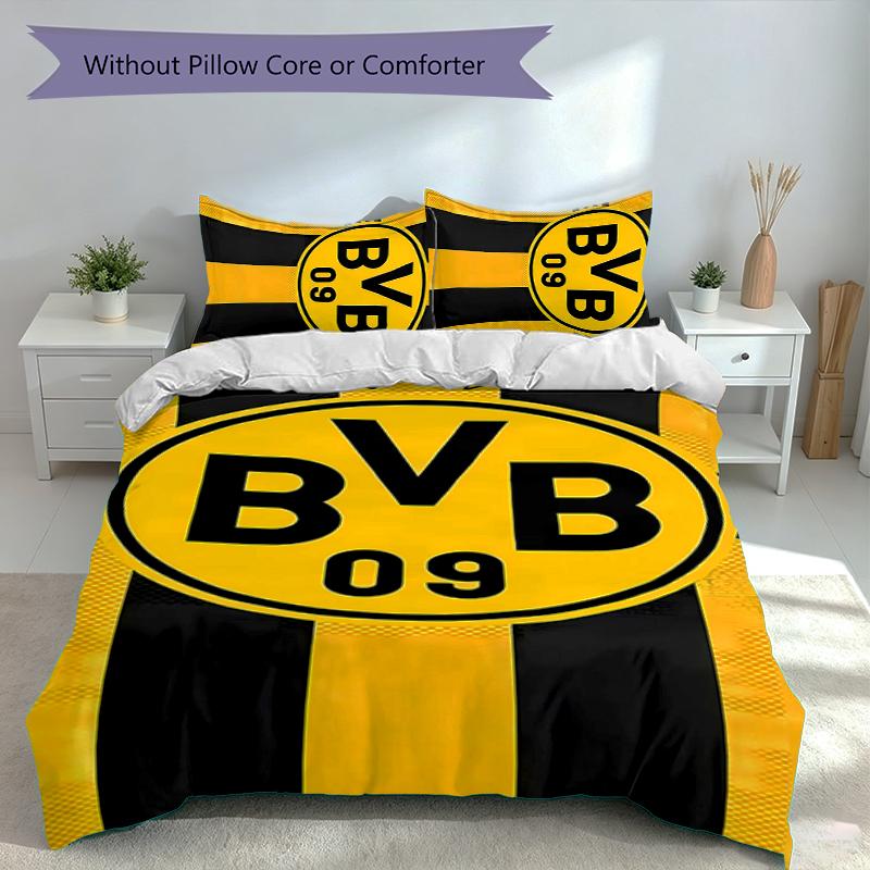 3pcs Borussia Dortmund Duvet Cover Set, Includes 1 Duvet Cover and 2 Pillowcases,Skin-Friendly&Comfortable Fabric,Suitable Bedding Sets