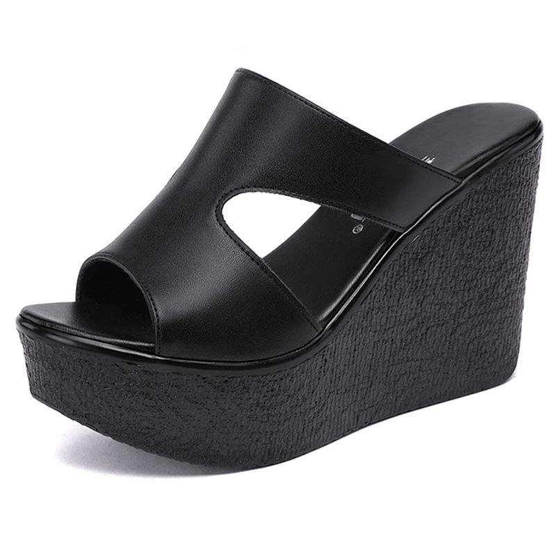 Sandales compensées à talons hauts pour femmes 2024 Été Nouveauté Plateforme Chaussures de mode Rouge Noir Blanc Sandales Grande Taille