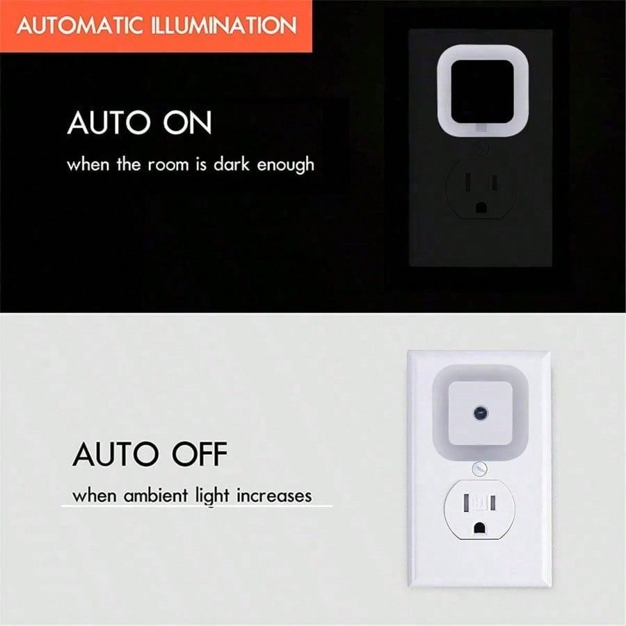 6 Units LED Night Lights, Plug & Play Portable Design, Auto Sensor, Hallway Bedroom Night Lights for Household Decoration