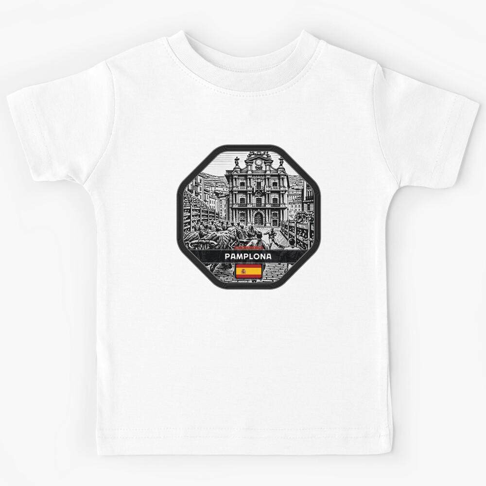 Pamplona Spain Linocut Style Kids T-Shirt 170