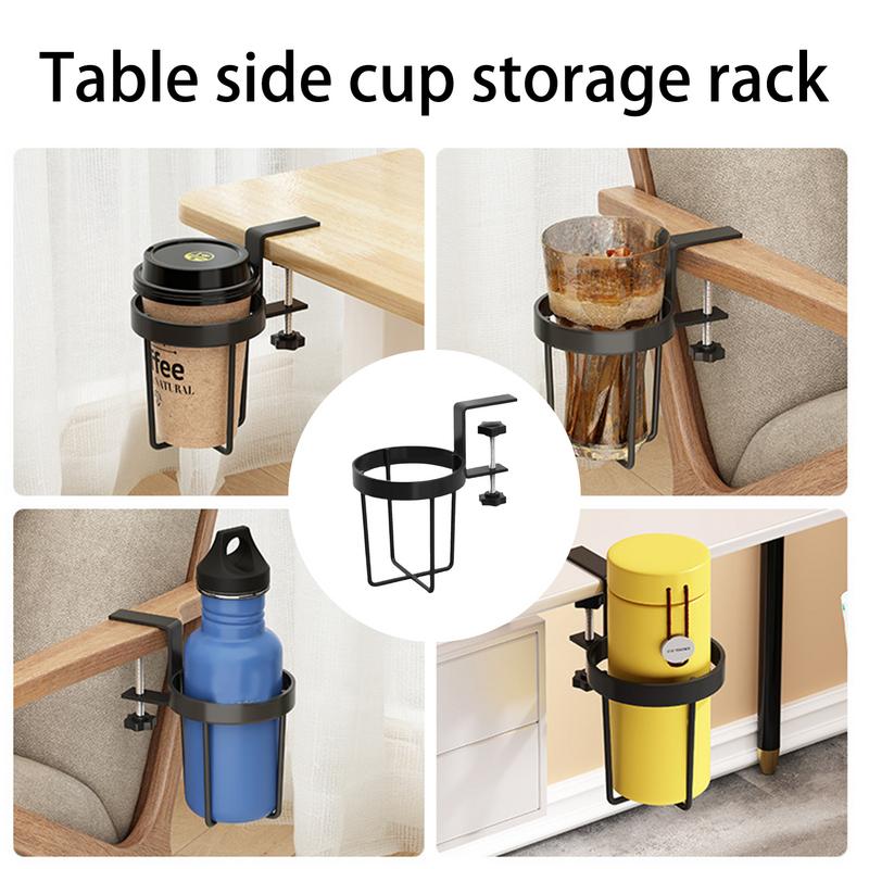 Table Side Cup Holder Desk Side Cup Holder Stainless Steel Anti-Spill Drinks Storage Holder for Coffee Mugs Water Bottles