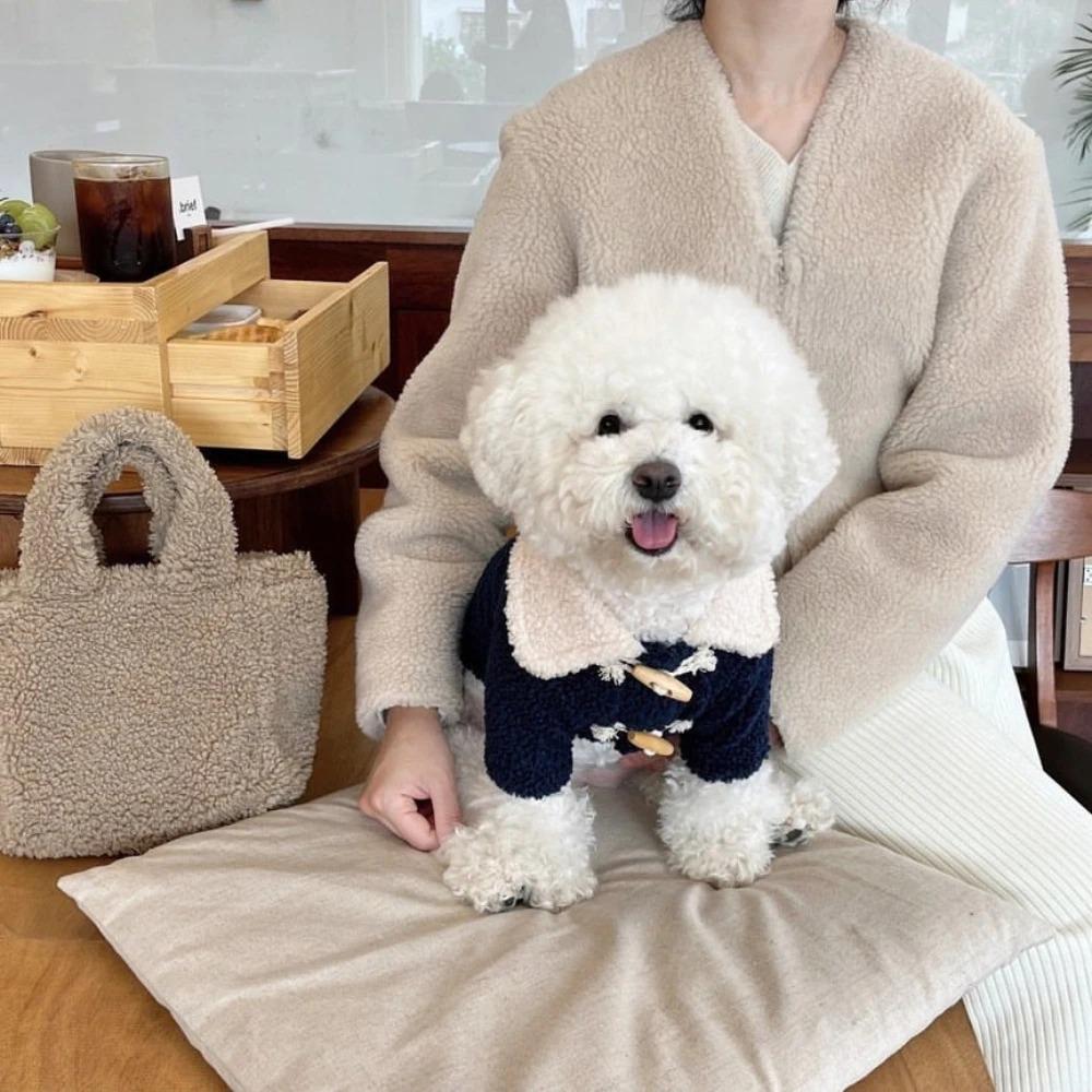 Winter Warm Fleece Pet Dog Coat with Buckle, Thickened Puppy Clothes for Small Dogs, Teddy & Yorkshire Terrier