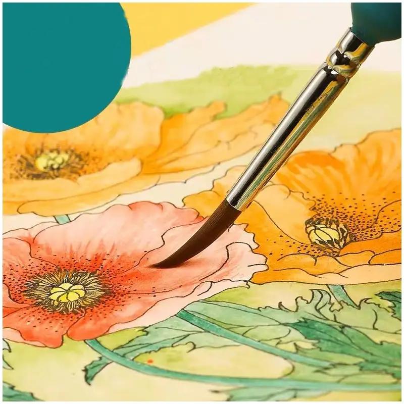 11Pcs/Set Hook Line Pen For Watercolor Oil Painting Extra Fine Soft Wolf Hair Hand Brush Gouache Acrylic Nail Art  Drawing