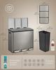 SONGMICS 3 x 4.8 Gallon (3 x 18 L) Kitchen Bin, 2-Compartment Recycling Bin with 15 Rubbish Bags, Removable Inner Buckets, Lid, Handles, Soft Close