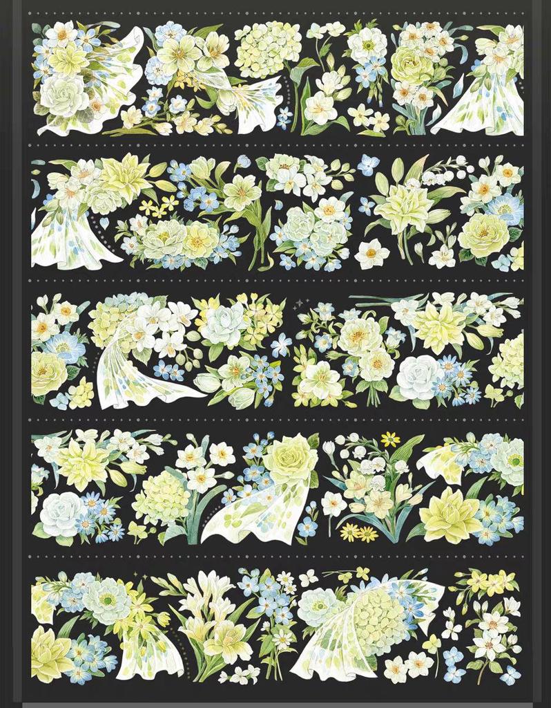 Falling Sunset Tide Washi Tape & Stickers for Journals: Flowing Hemp Ancient Style