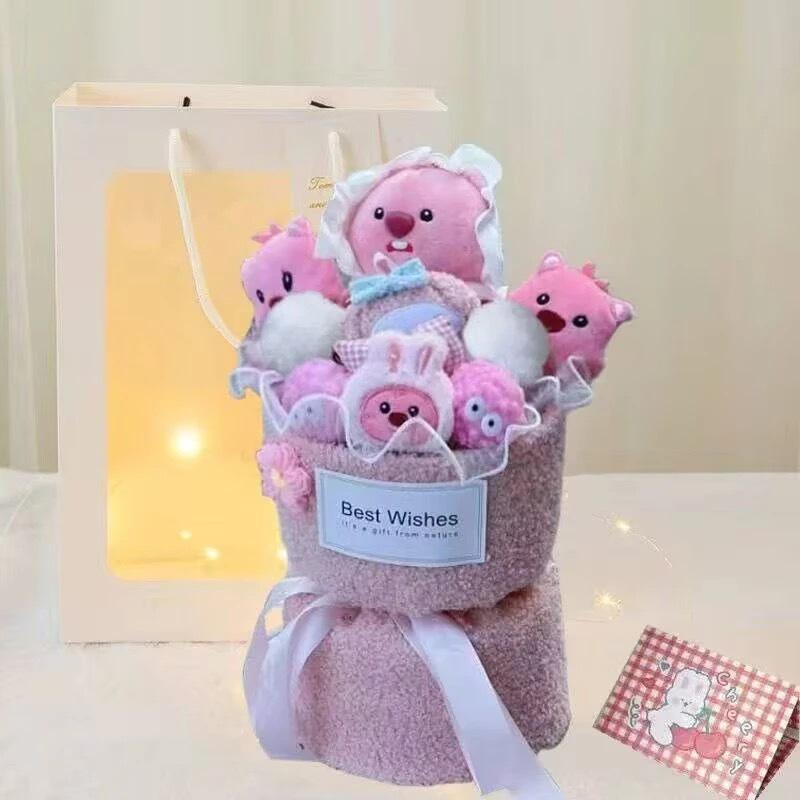 Doll Bouquet Plush Toy Flowers - Cute Gift for Birthday or Graduation, Best Friend or Girlfriend
