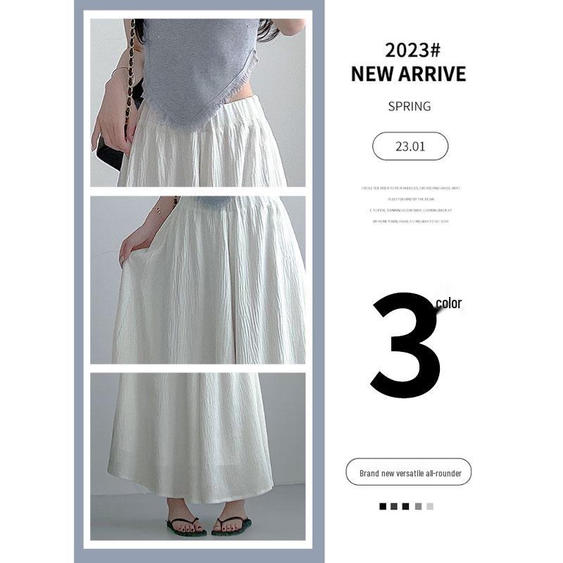 Pleated A-Line Cotton Linen High Waist Wide Leg Culottes Skirt Pants