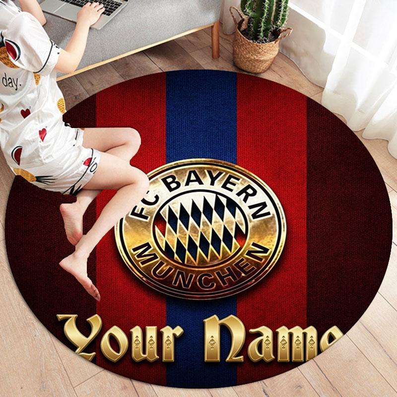 FC Bayern Munchen Custom Name Round Area Rug,Carpet Rug for Living Room Bedroom Sofa Playroom Decor,Non-slip Floor Mat