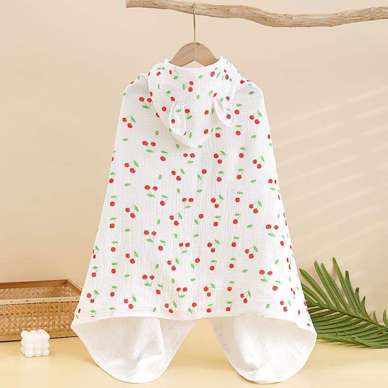 Children's Hooded Cotton Gauze Cape Bath Towel Infant Cartoon Cape Baby Cape Can Wear Bath Towel