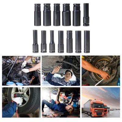 10/13Pcs Efficient 1/2" Drive Deep Impact Socket 6 Point for Efficient Screw Tightening Automotive and Furniture Repair