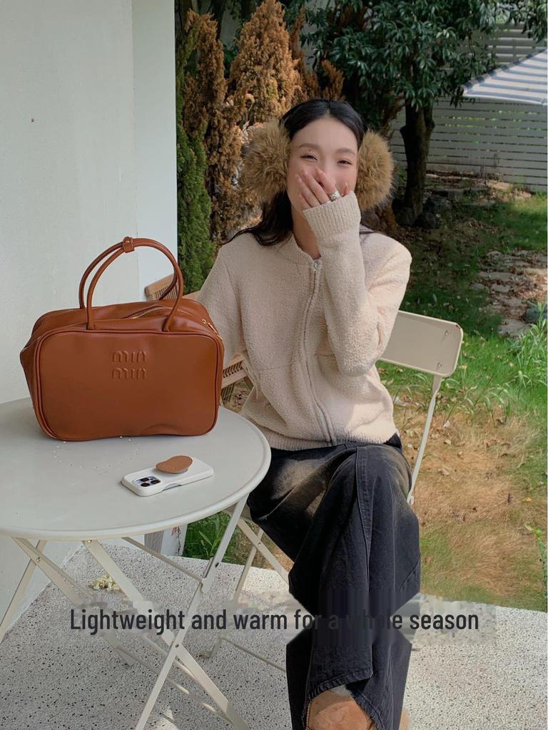 Women's Du Xiaozhai Stand Collar Zipper Cardigan - 2024 Autumn, Retro Design, Cozy Fit