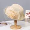 Summer women's gauze hat women's sun hat aristocratic hat women's mesh yarn curled flower top hat women's British celebrity cool hat