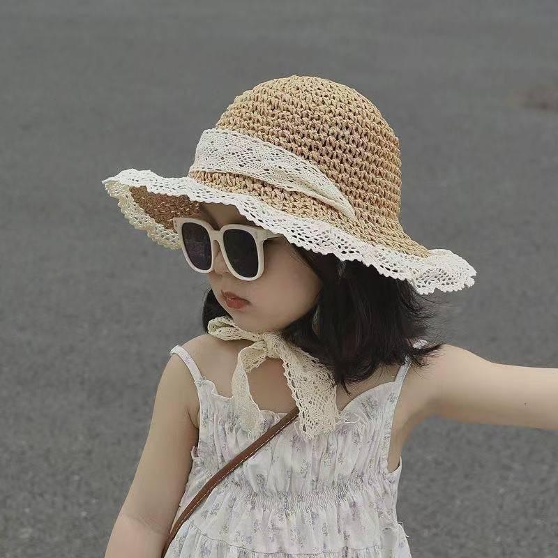 2--8 Years Old Children Cute Visor Hat Big Brim Summer Boys Hat Beach Girls Bucket Hat Straw Hat